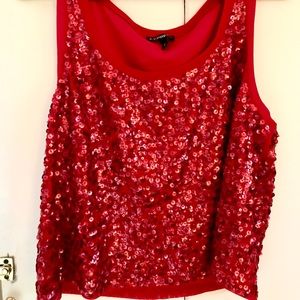 Red Sequined Crop Top